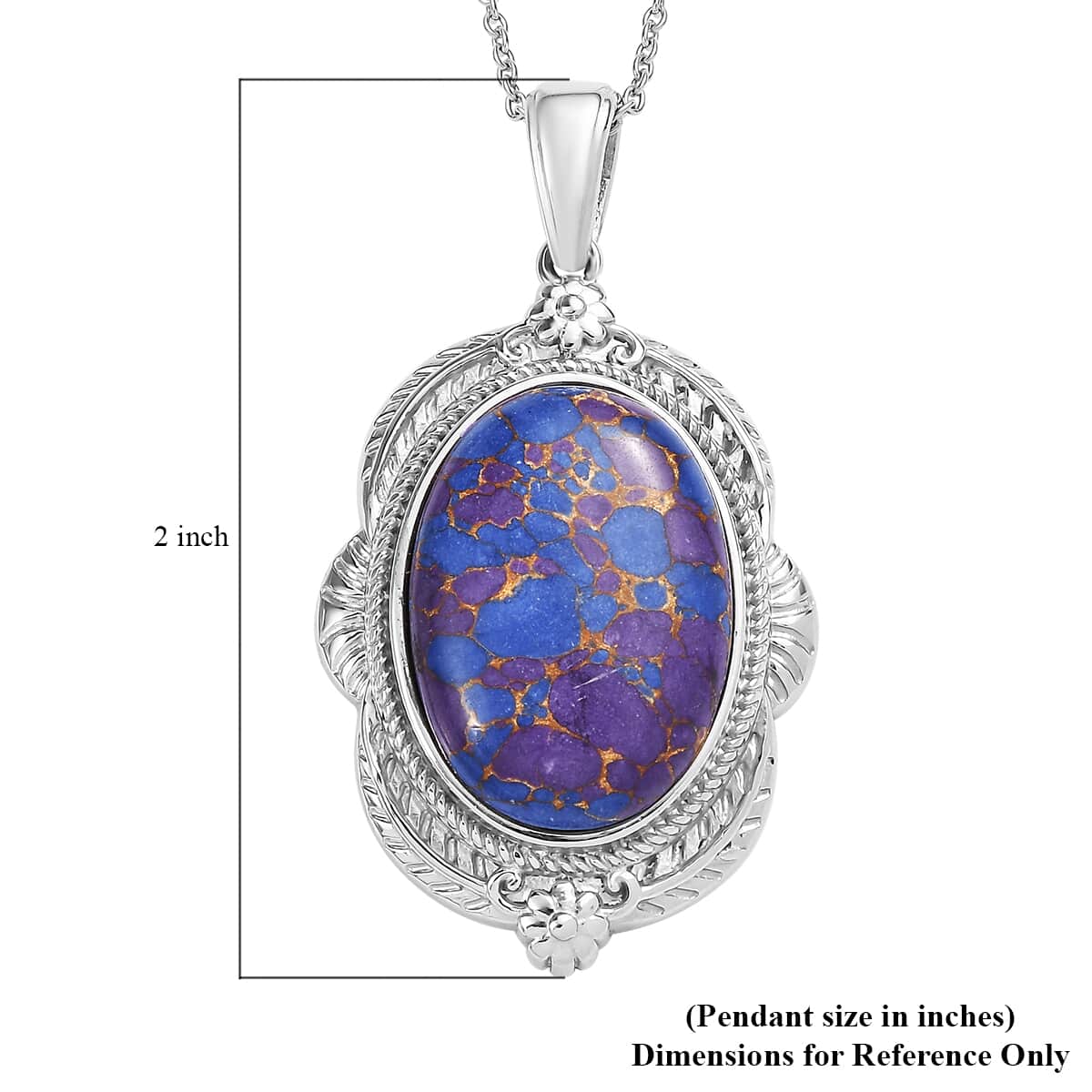 Mojave Purple Turquoise 20.80 ctw Pendant Necklace in Stainless Steel 20 Inches image number 5