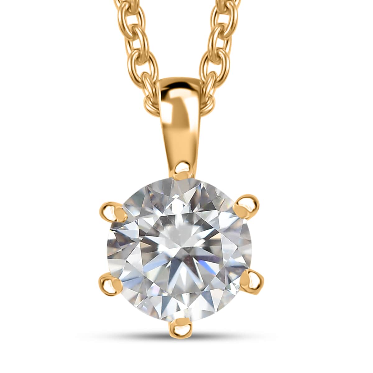 Moissanite 1.10 ctw Pendant Necklace in 18K Vermeil Yellow Gold Over Sterling Silver 20 Inches image number 0