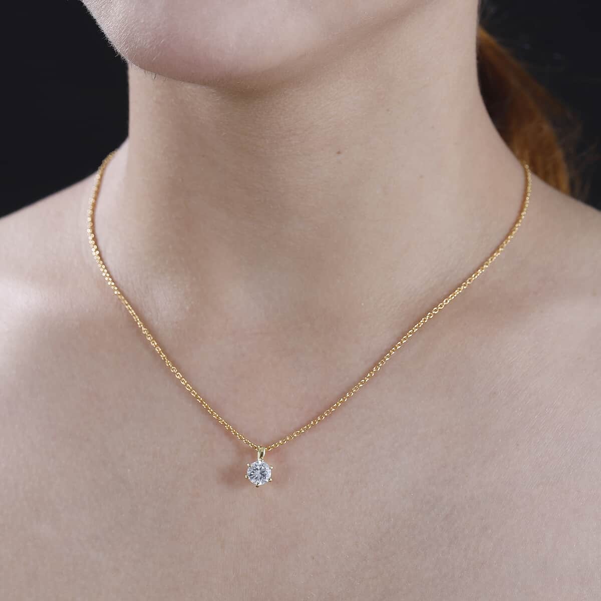 Moissanite 1.10 ctw Pendant Necklace in 18K Vermeil Yellow Gold Over Sterling Silver 20 Inches image number 2