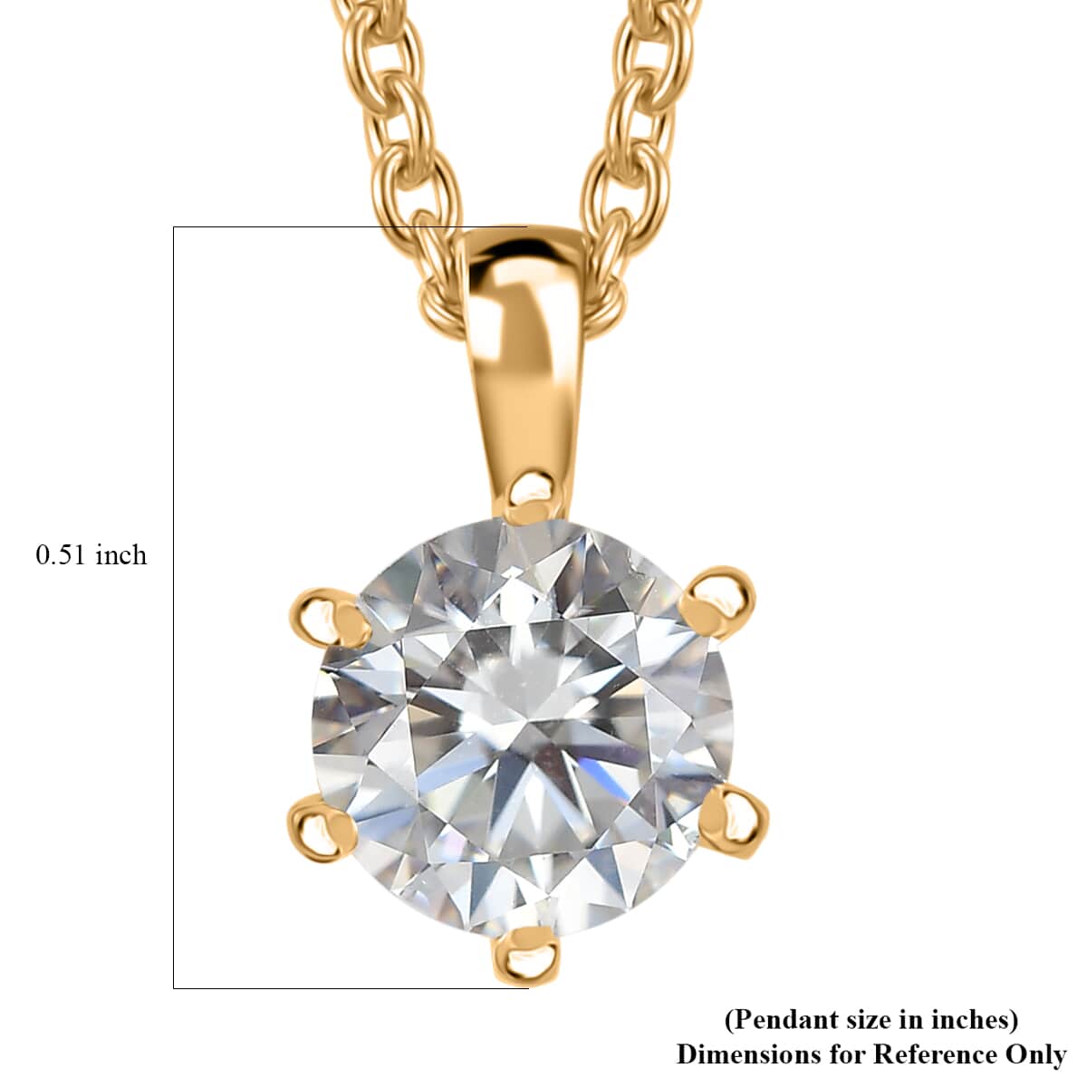 Moissanite 1.10 ctw Pendant Necklace in 18K Vermeil Yellow Gold Over Sterling Silver 20 Inches image number 6