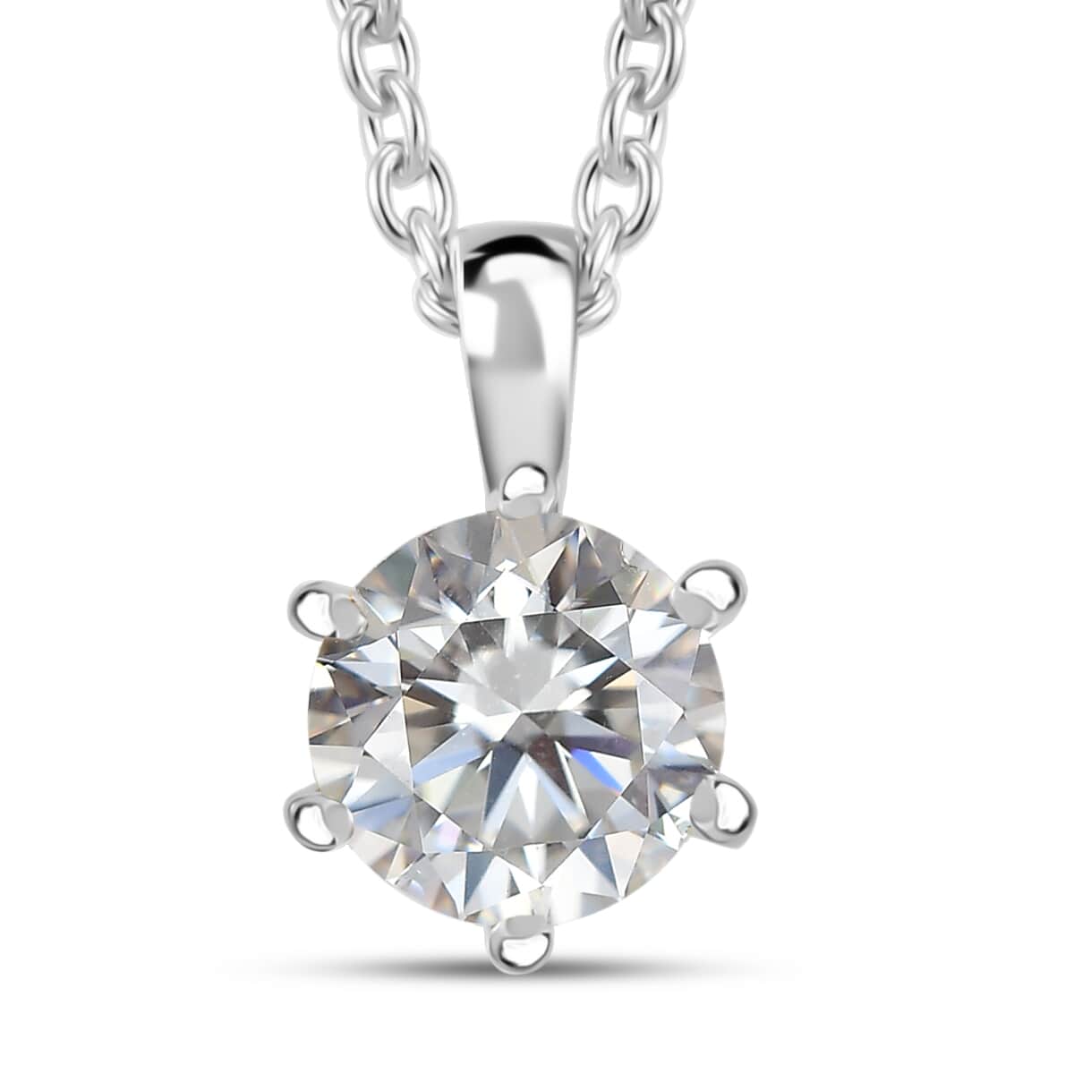 Moissanite 1.10 ctw Pendant Necklace in Rhodium Over Sterling Silver 20 Inches image number 0