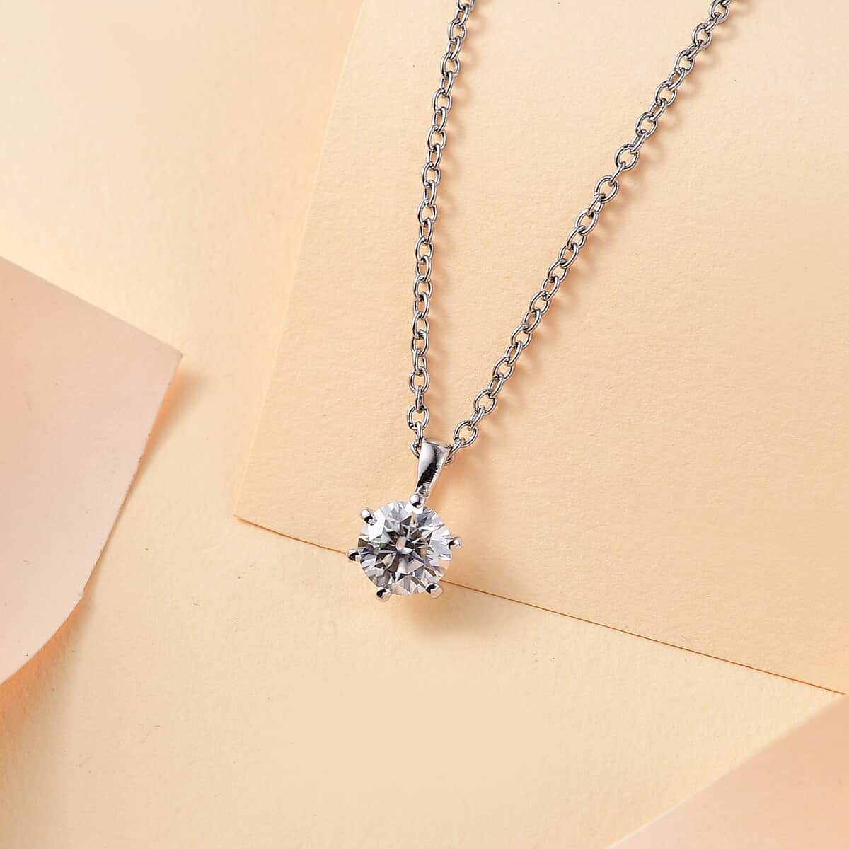 Moissanite 1.10 ctw Pendant Necklace in Rhodium Over Sterling Silver 20 Inches image number 1