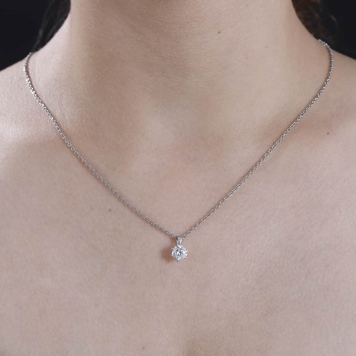 Moissanite 1.10 ctw Pendant Necklace in Rhodium Over Sterling Silver 20 Inches image number 2