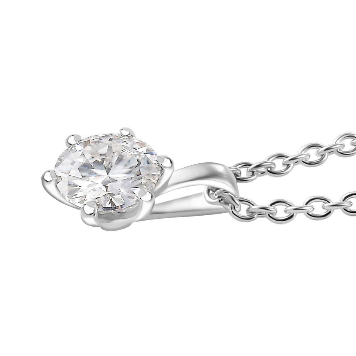 Moissanite 1.10 ctw Pendant Necklace in Rhodium Over Sterling Silver 20 Inches image number 3