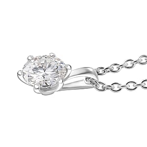 Moissanite 1.10 ctw Pendant Necklace in Rhodium Over Sterling Silver 20 Inches