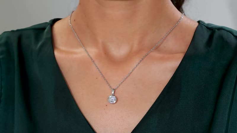 Moissanite (Rnd 8mm) Pendant in Platinum Over Sterling Silver with Stainless Steel Necklace (20 Inches) 1.75 ctw