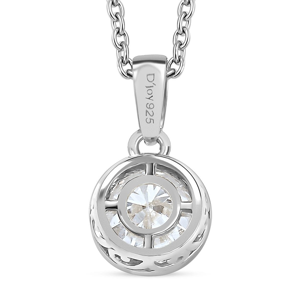 Moissanite 1.75 ctw Pendant in Platinum Over Sterling Silver with Stainless Steel Necklace 20 Inches