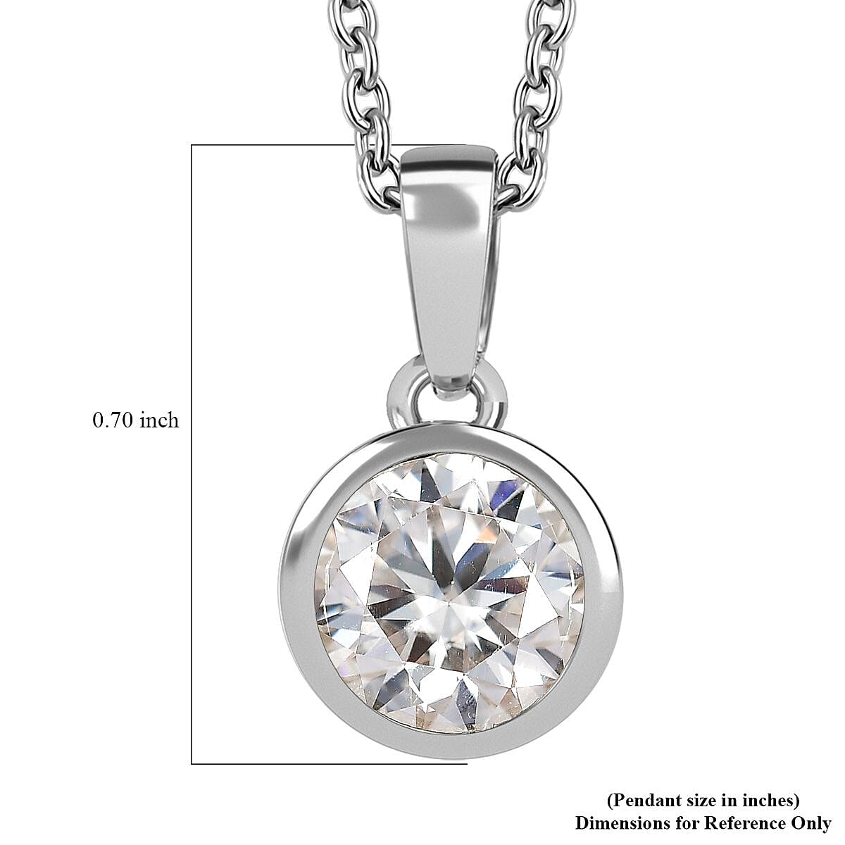 Moissanite 1.75 ctw Pendant in Platinum Over Sterling Silver with Stainless Steel Necklace 20 Inches