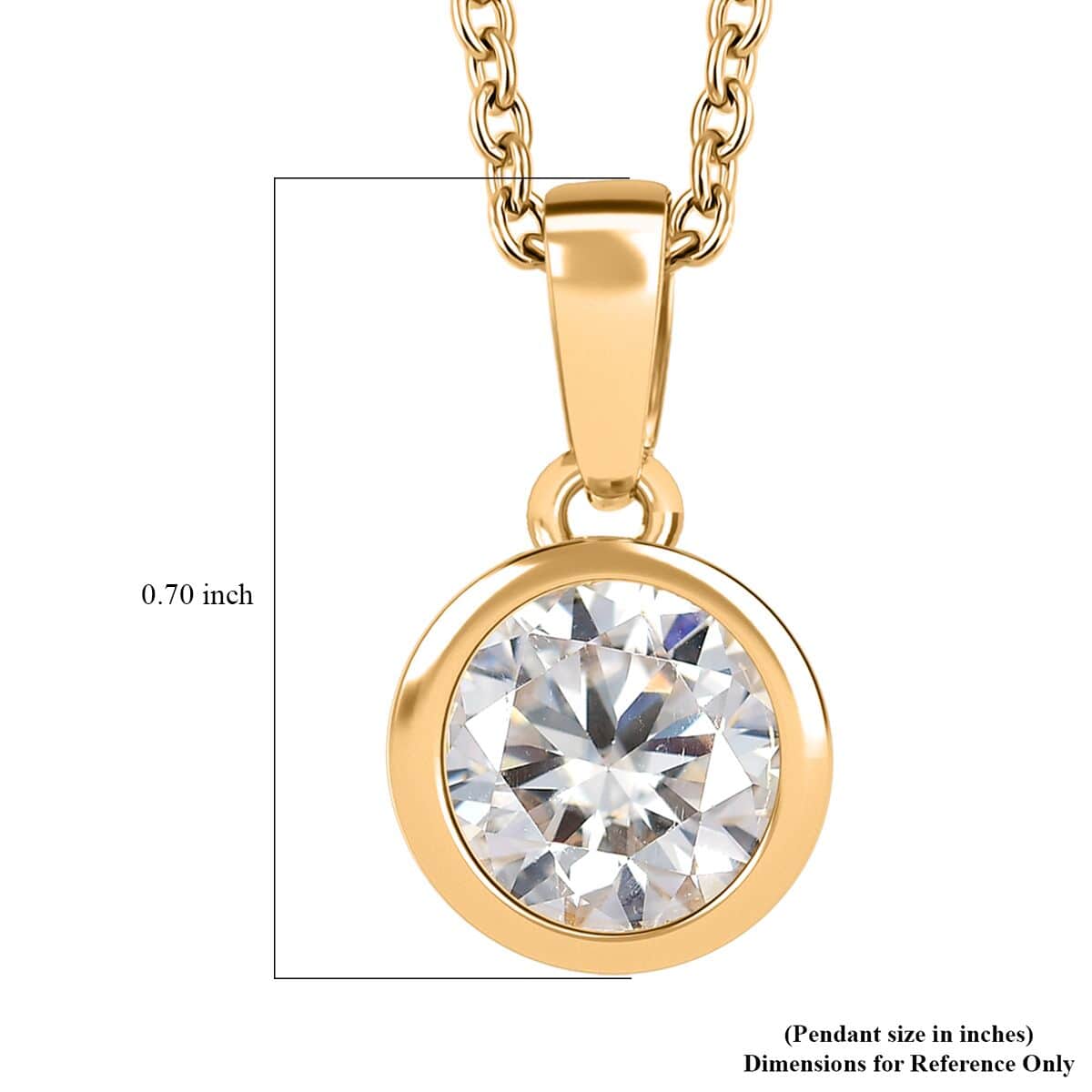 Moissanite 1.75 ctw Pendant in 18K Vermeil YG Over Sterling Silver with ION Plated YG Stainless Steel Necklace 20 Inches image number 6