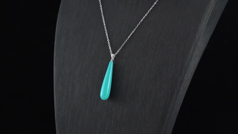 Blue Shell Pearl Drop Pendant Necklace (20 Inches) and Earrings in Sterling Silver and Stainless Steel