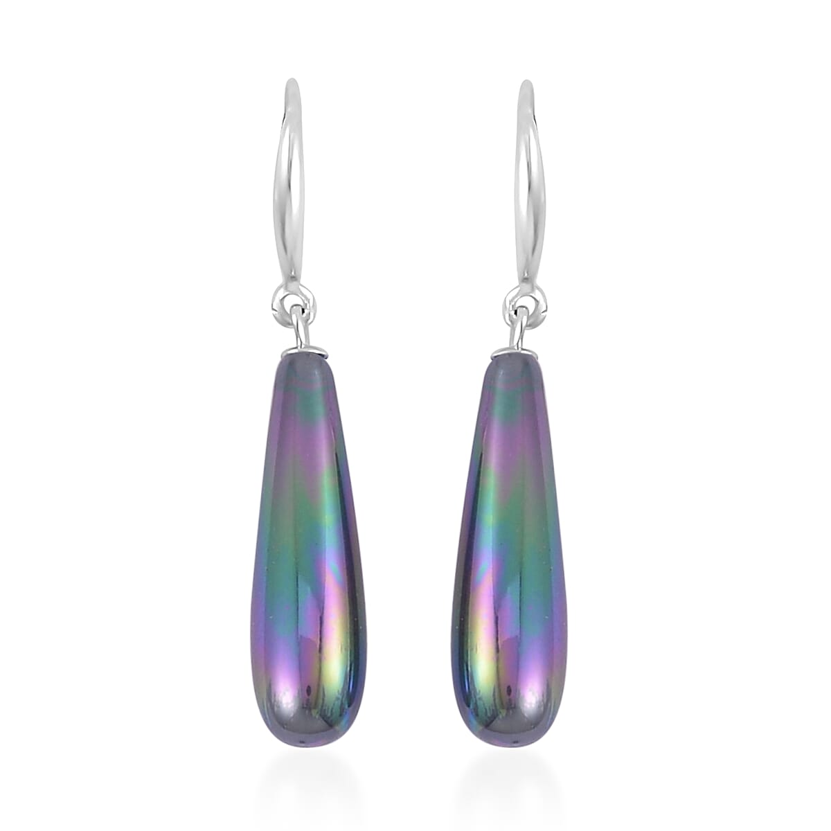 Peacock Color Shell Pearl Drop Pendant Necklace 20 Inches and Earrings in Stainless Steel