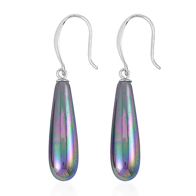Peacock Color Shell Pearl Drop Pendant Necklace 20 Inches and Earrings in Stainless Steel