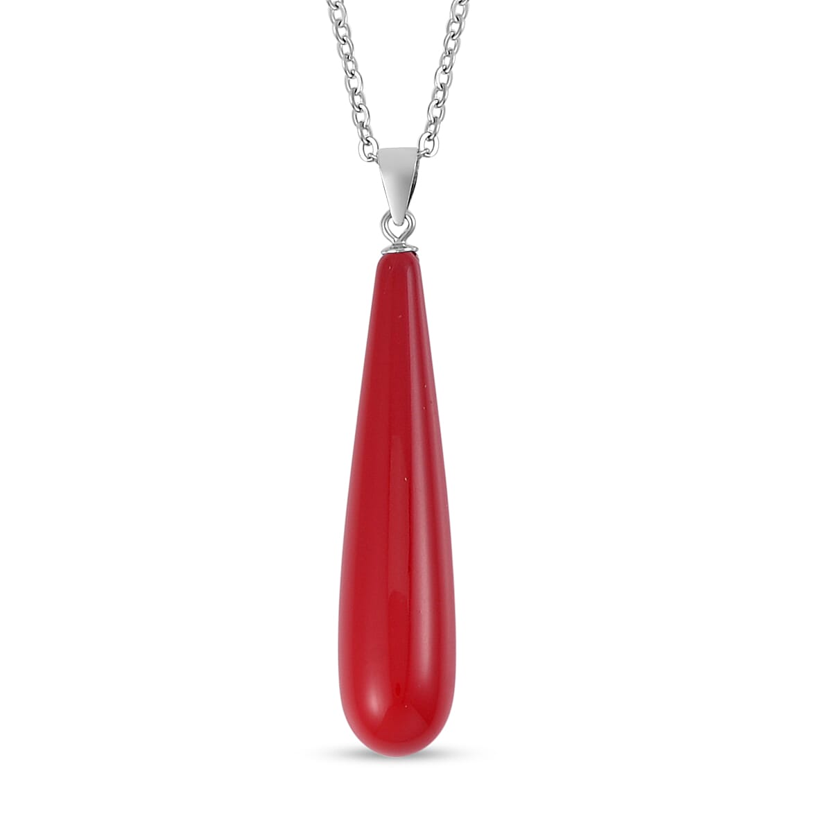 Red Shell Pearl Drop Pendant Necklace 20 Inches and Earrings in Stainless Steel image number 3