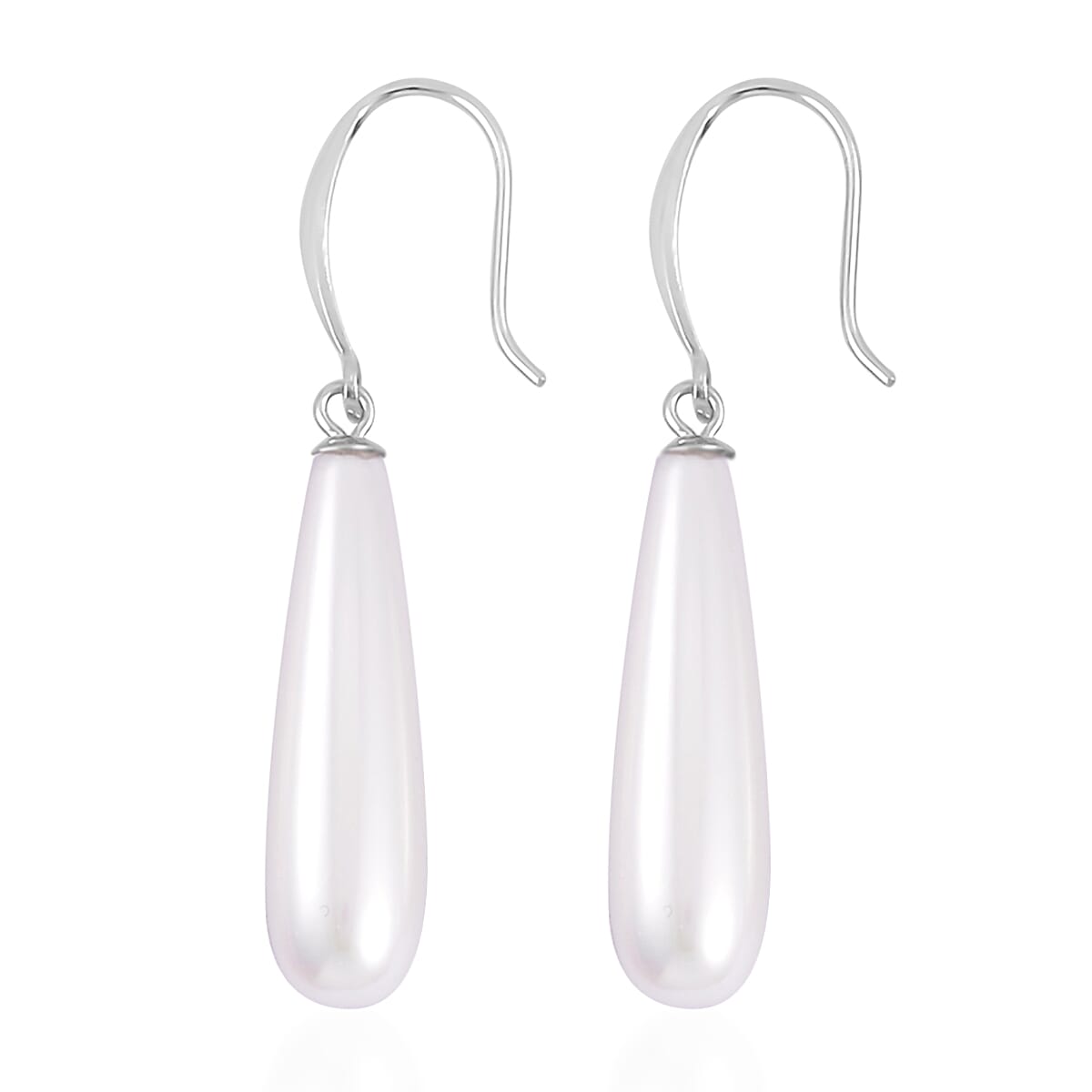 White Shell Pearl Drop Pendant Necklace 20 Inches and Earrings in Stainless Steel image number 7