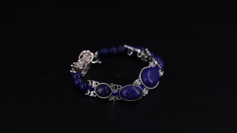 TLV Lapis Lazuli, Blue Austrian Crystal Bracelet (6.75In) and Dragon Earrings in Silvertone and Stainless Steel 70.00 ctw
