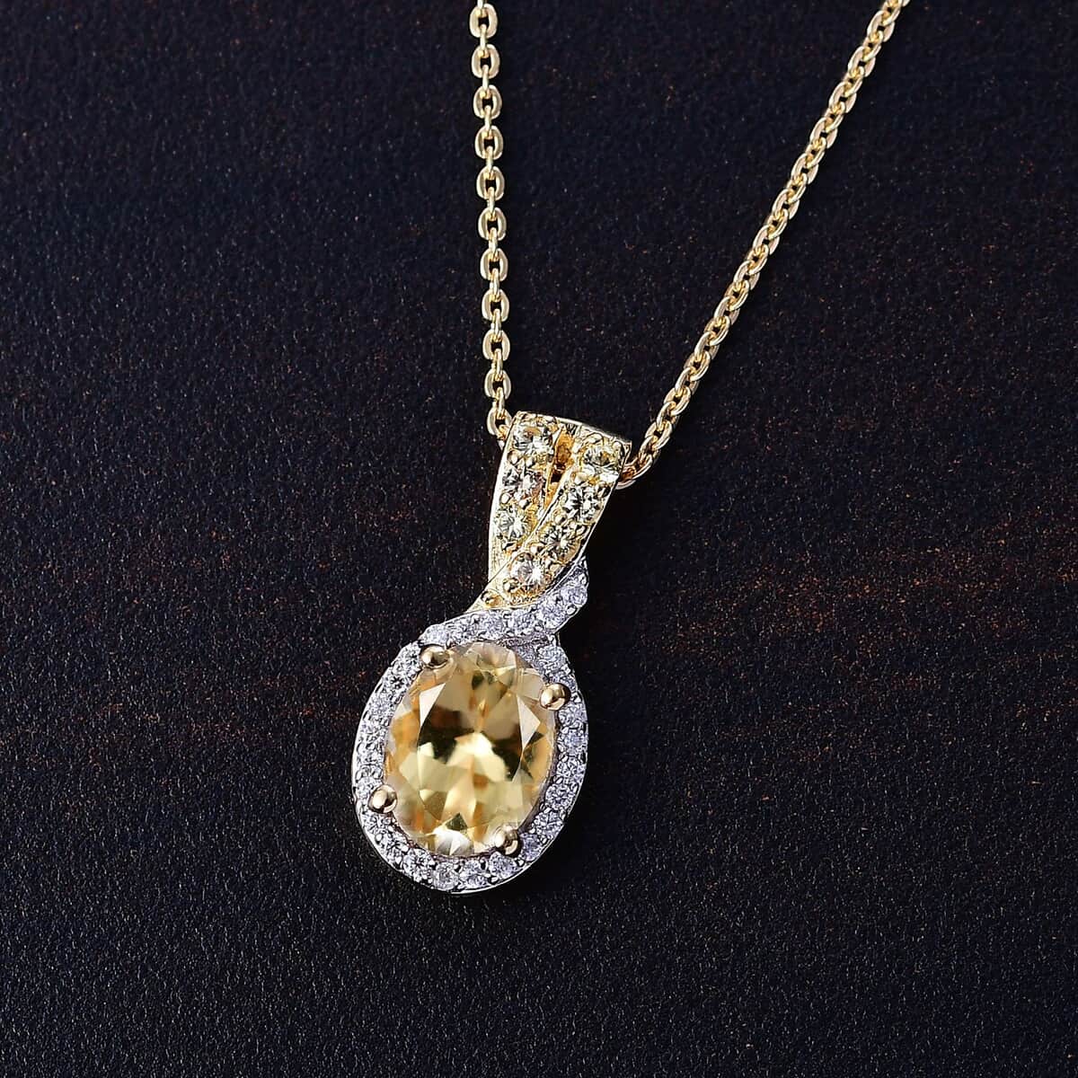 Premium Brazilian Heliodor and Multi Gemstone 1.65 ctw Golden Petal Twist Pendant Necklace in 18K Vermeil Yellow Gold Over Sterling Silver 20 Inches image number 1