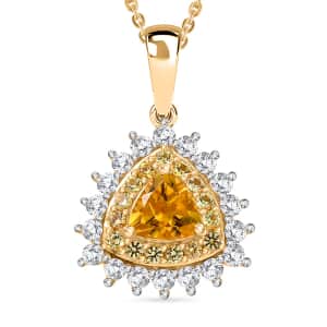 Premium Brazilian Heliodor and Multi Gemstone 1.40 ctw Sunlit Pendant Necklace in 18K Vermeil Yellow Gold Over Sterling Silver 20 Inches