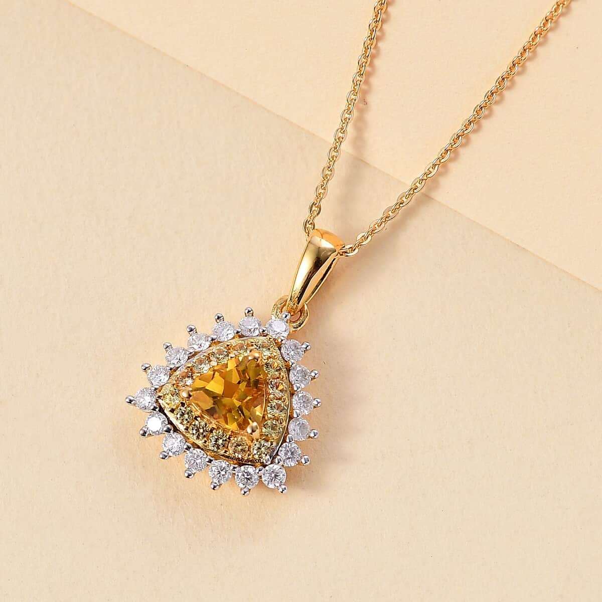 Premium Brazilian Heliodor and Multi Gemstone 1.40 ctw Sunlit Pendant Necklace in 18K Vermeil Yellow Gold Over Sterling Silver 20 Inches image number 1