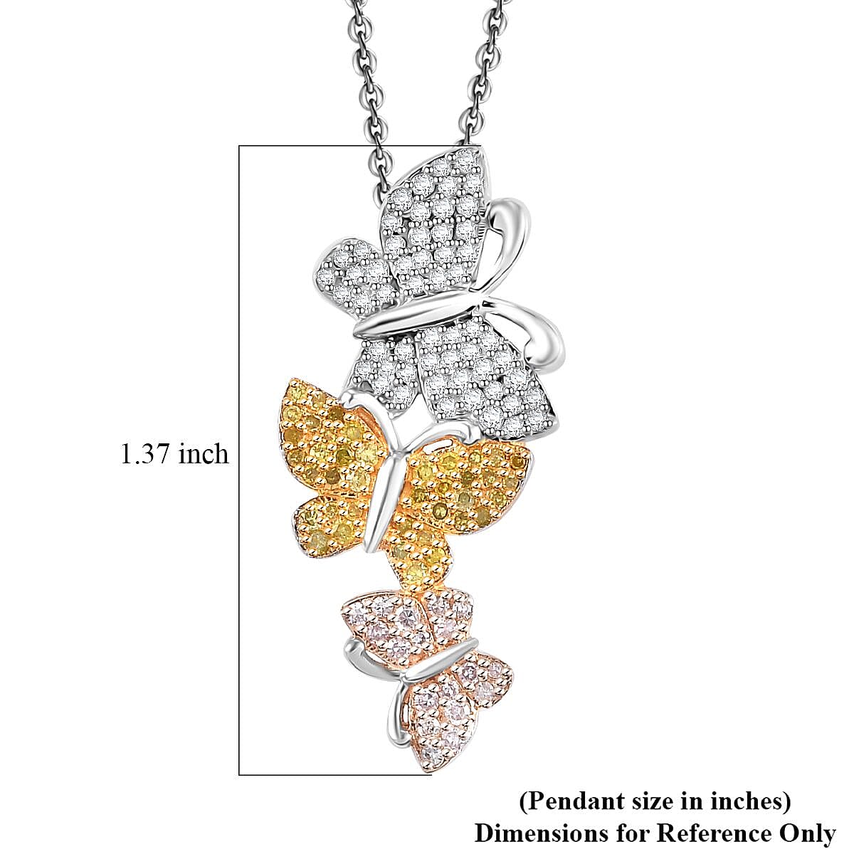 GP Trionfo Collection Multi Diamond 0.50 ctw Pendant Necklace in Rhodium Over Sterling Silver 20 Inches