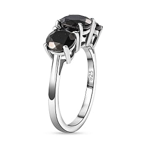 Elite Shungite 3.90 ctw Ring (Size 11.5) and Pendant in Rhodium Over Sterling Silver
