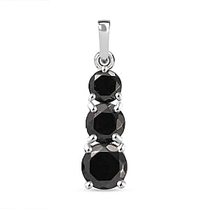 Elite Shungite 3.90 ctw Ring (Size 11.5) and Pendant in Rhodium Over Sterling Silver