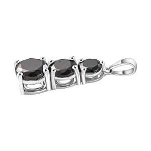 Elite Shungite 3.90 ctw Ring (Size 11.5) and Pendant in Rhodium Over Sterling Silver