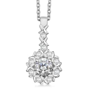 Moissanite 1.90 ctw Pendant Necklace 20 Inches in Rhodium Over Sterling Silver