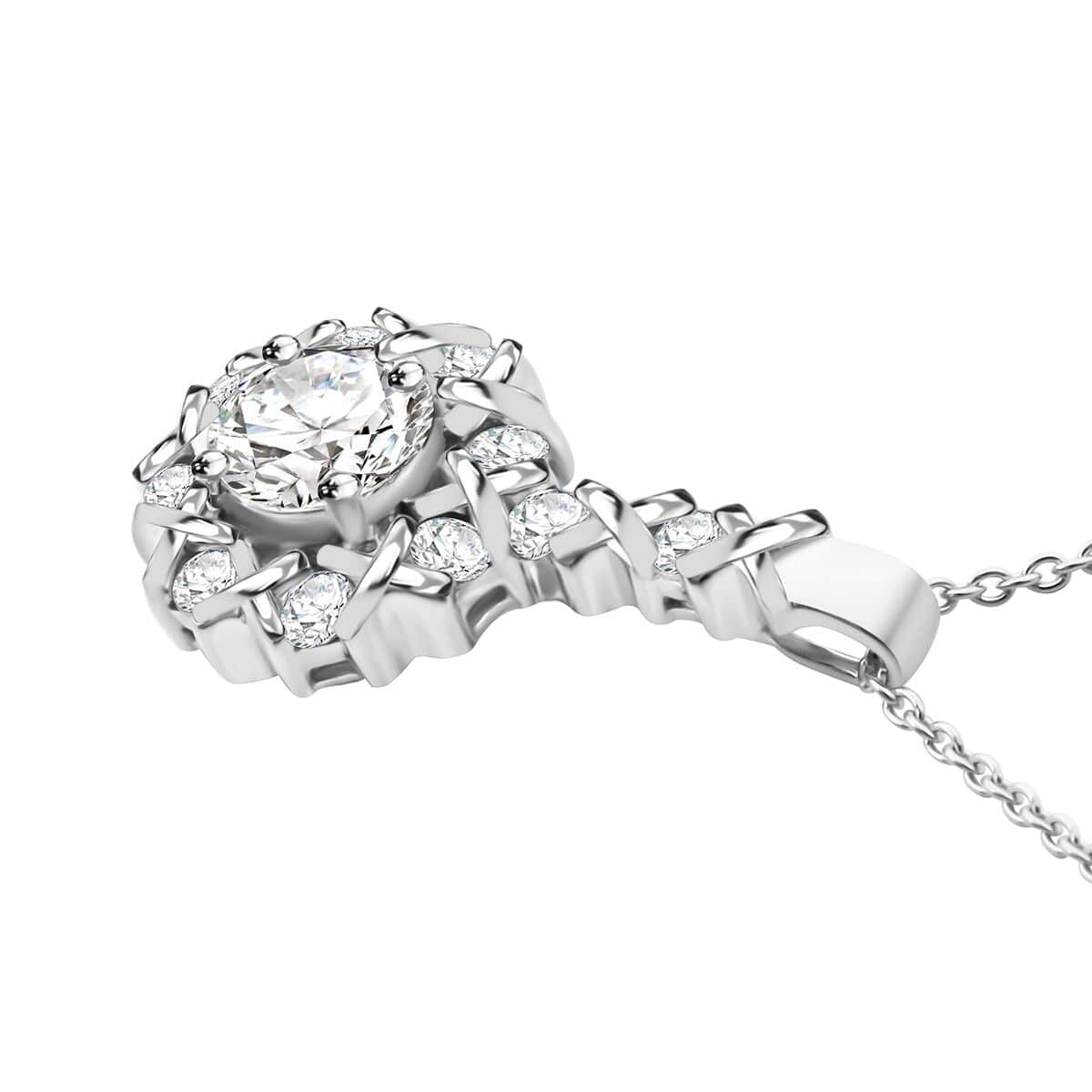 Moissanite Pendant Necklace (20 Inches) in Rhodium Over Sterling Silver 1.65 ctw image number 3