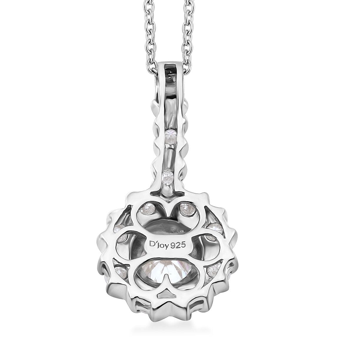 Moissanite 1.90 ctw XOXO Pendant Necklace in Rhodium Over Sterling Silver 20 Inches