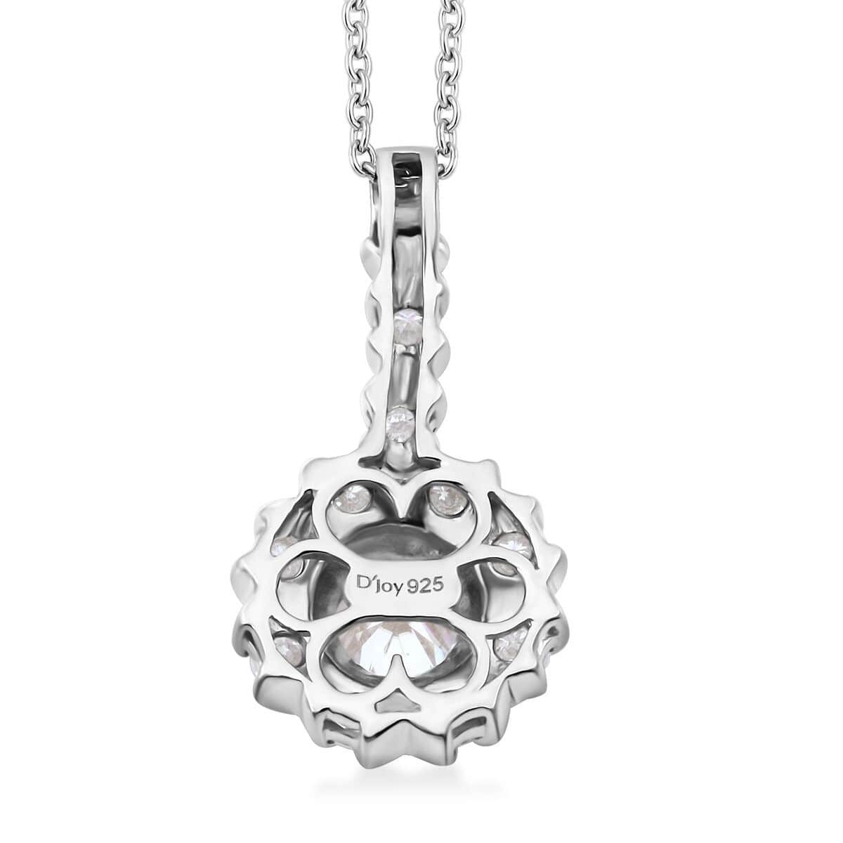 Moissanite Pendant Necklace (20 Inches) in Rhodium Over Sterling Silver 1.65 ctw image number 4