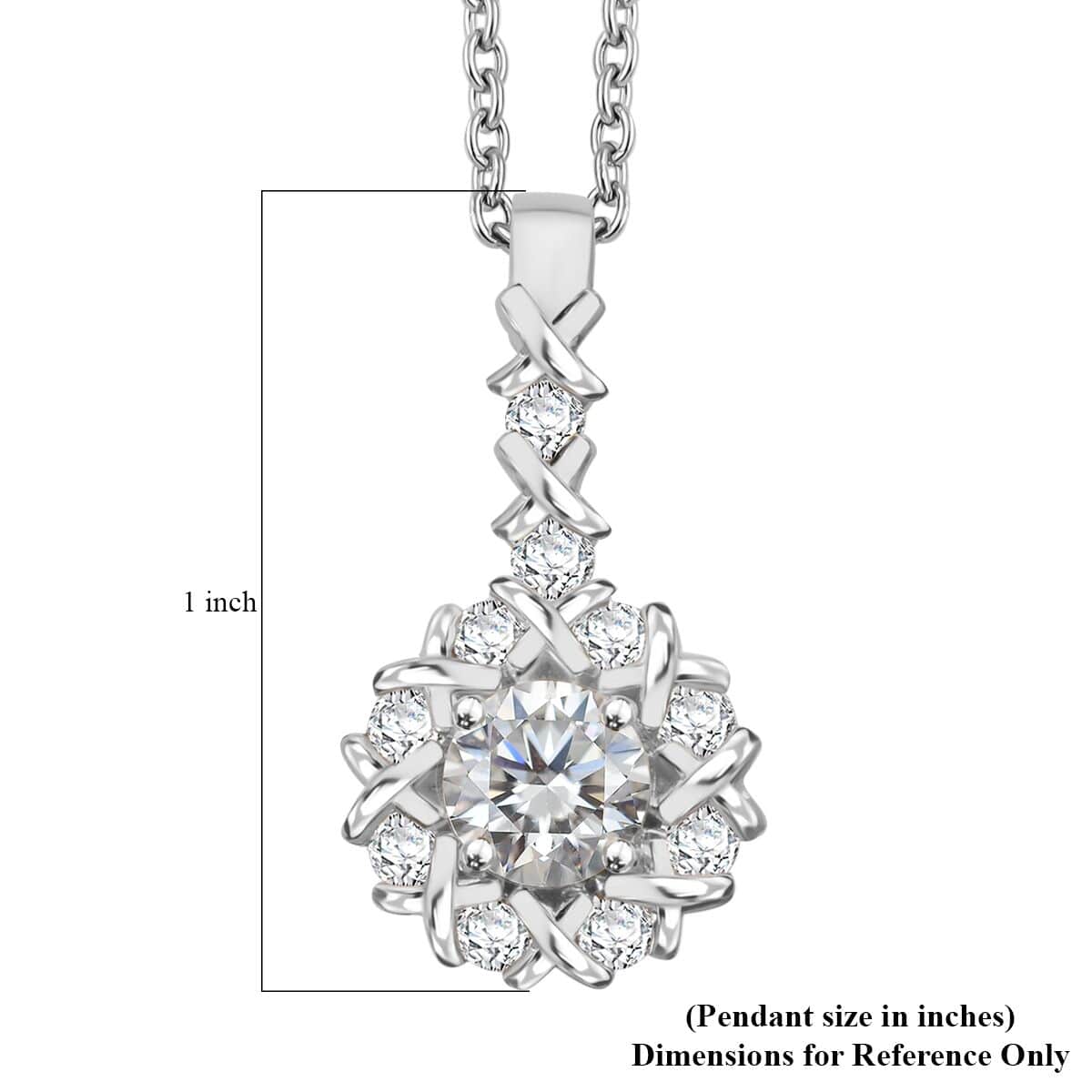 Moissanite Pendant Necklace (20 Inches) in Rhodium Over Sterling Silver 1.65 ctw image number 6