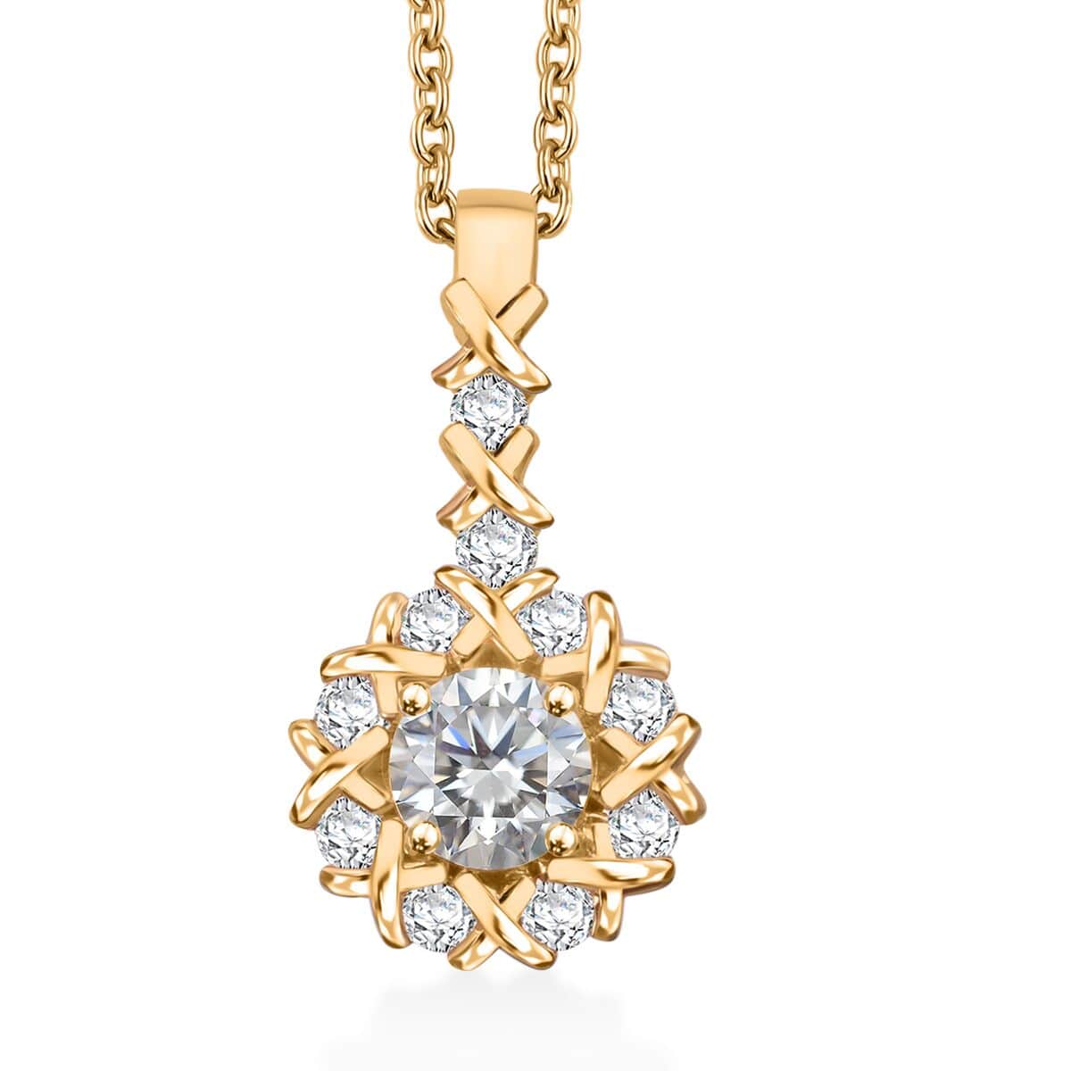 Moissanite 1.90 ctw XOXO Pendant Necklace in Vermeil Yellow Gold Over Sterling Silver 20 Inches image number 0