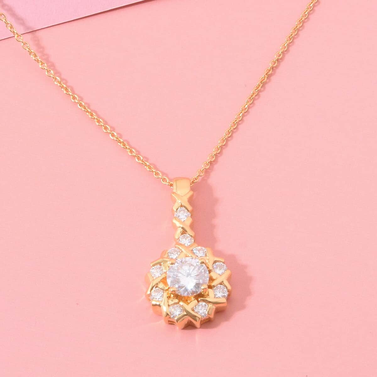 Moissanite 1.90 ctw XOXO Pendant Necklace in Vermeil Yellow Gold Over Sterling Silver 20 Inches image number 1