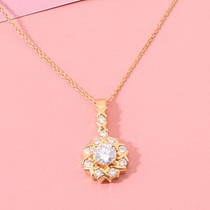 Moissanite 1.90 ctw XOXO Pendant Necklace in Vermeil Yellow Gold Over Sterling Silver 20 Inches