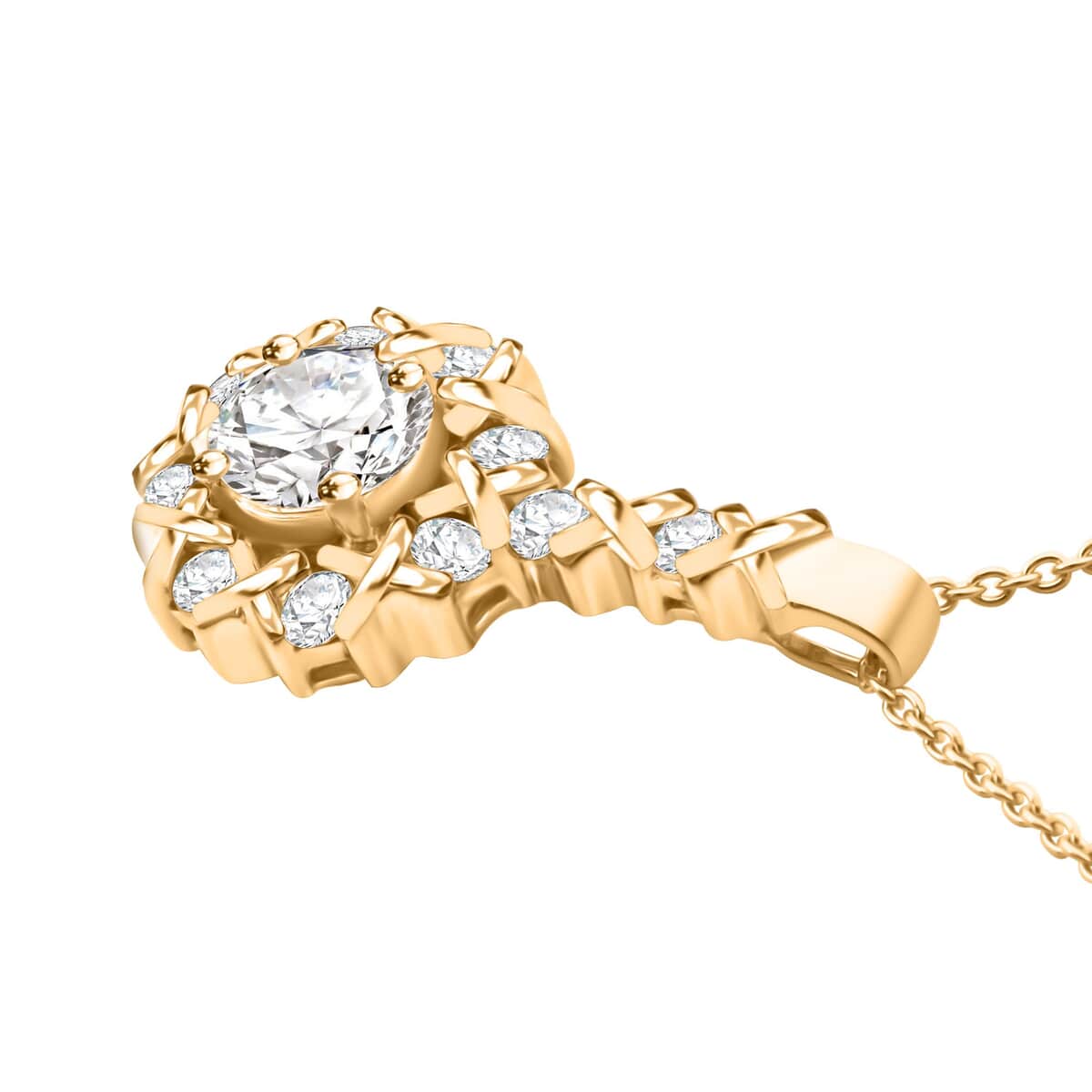 Moissanite 1.90 ctw XOXO Pendant Necklace in Vermeil Yellow Gold Over Sterling Silver 20 Inches image number 3