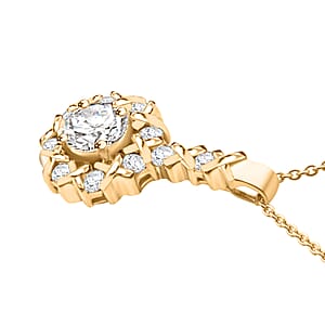 Moissanite 1.90 ctw XOXO Pendant Necklace in Vermeil Yellow Gold Over Sterling Silver 20 Inches