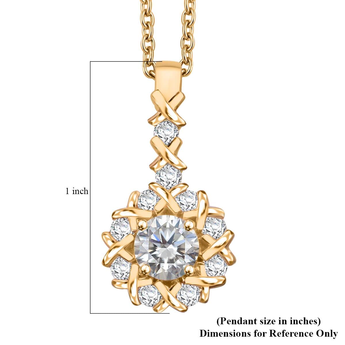 Moissanite 1.90 ctw XOXO Pendant Necklace in Vermeil Yellow Gold Over Sterling Silver 20 Inches image number 6