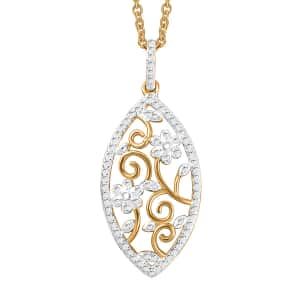 Karis White Diamond Accent Pendant in 18K Yellow Gold Plated and Stainless Steel Necklace 20 Inches