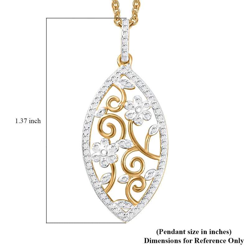 Karis White Diamond Accent Pendant in 18K Yellow Gold Plated and Stainless Steel Necklace 20 Inches