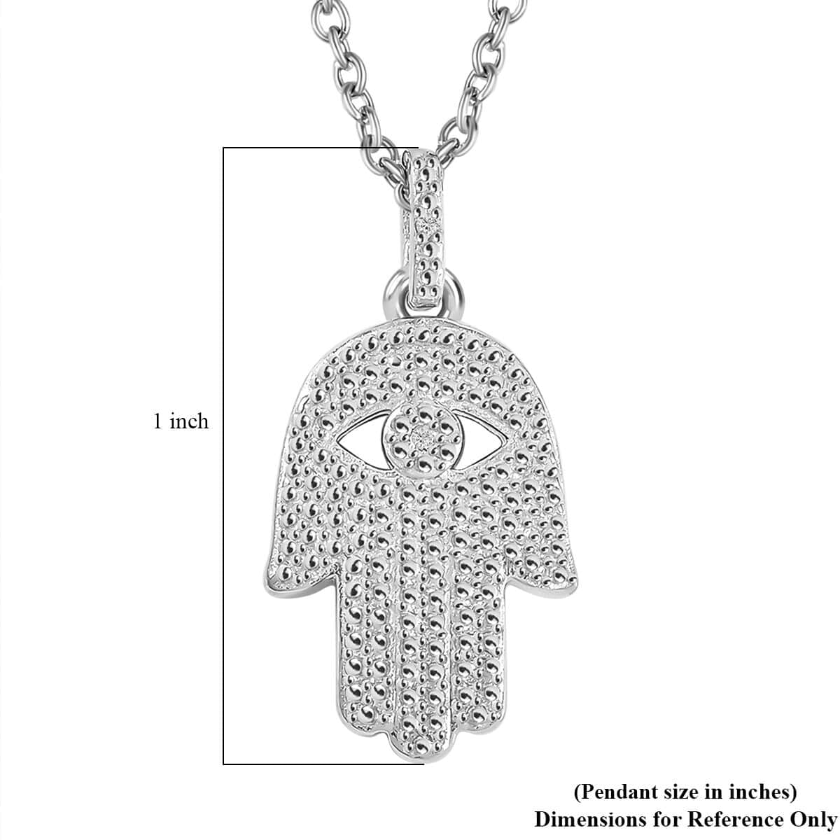 Karis White Diamond Accent Hamsa Pendant in Platinum Bond with Stainless Steel Necklace 20 Inches image number 6