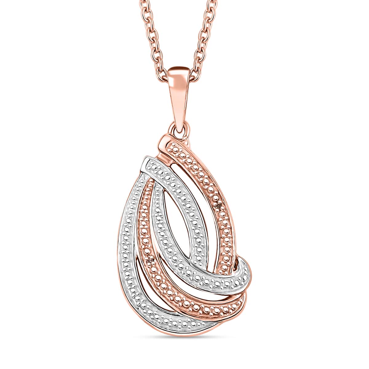 Karis Natural Champagne Diamond Pendant in 18K RG Plated and Platinum Bond with Stainless Steel Necklace 20 Inches image number 0