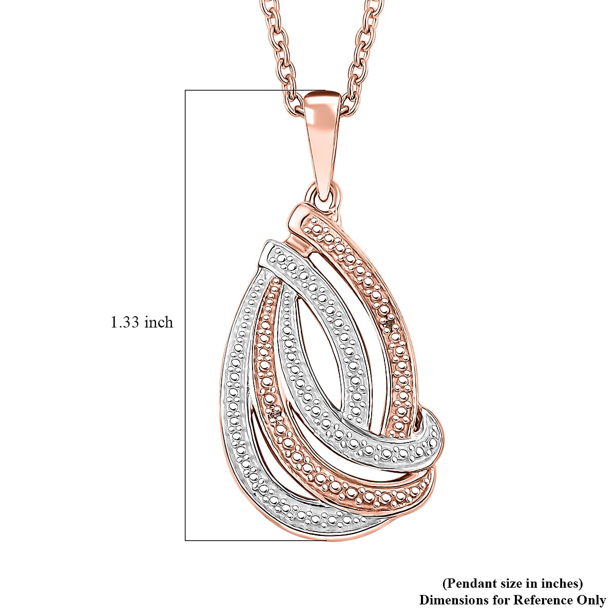 Karis Natural Champagne Diamond Pendant in 18K RG Plated and Platinum Bond with Stainless Steel Necklace 20 Inches