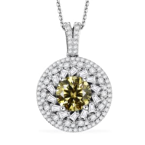 D'Joy Yellow Moissanite and Moissanite 3.25 ctw Spiral Galaxy Pendant Necklace 20 Inches in Rhodium Over Sterling Silver