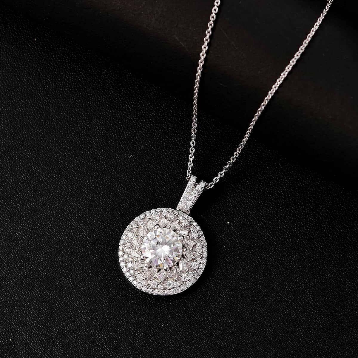 Moissanite 2.50 ctw Pendant Necklace in Rhodium Over Sterling Silver 20 Inches image number 1