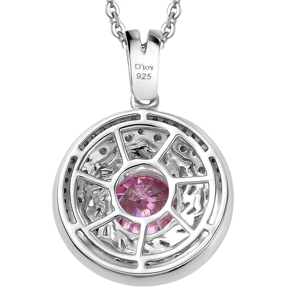 Pink and White Moissanite 2.50 ctw Pendant Necklace in Rhodium Over Sterling Silver 20 Inches image number 4