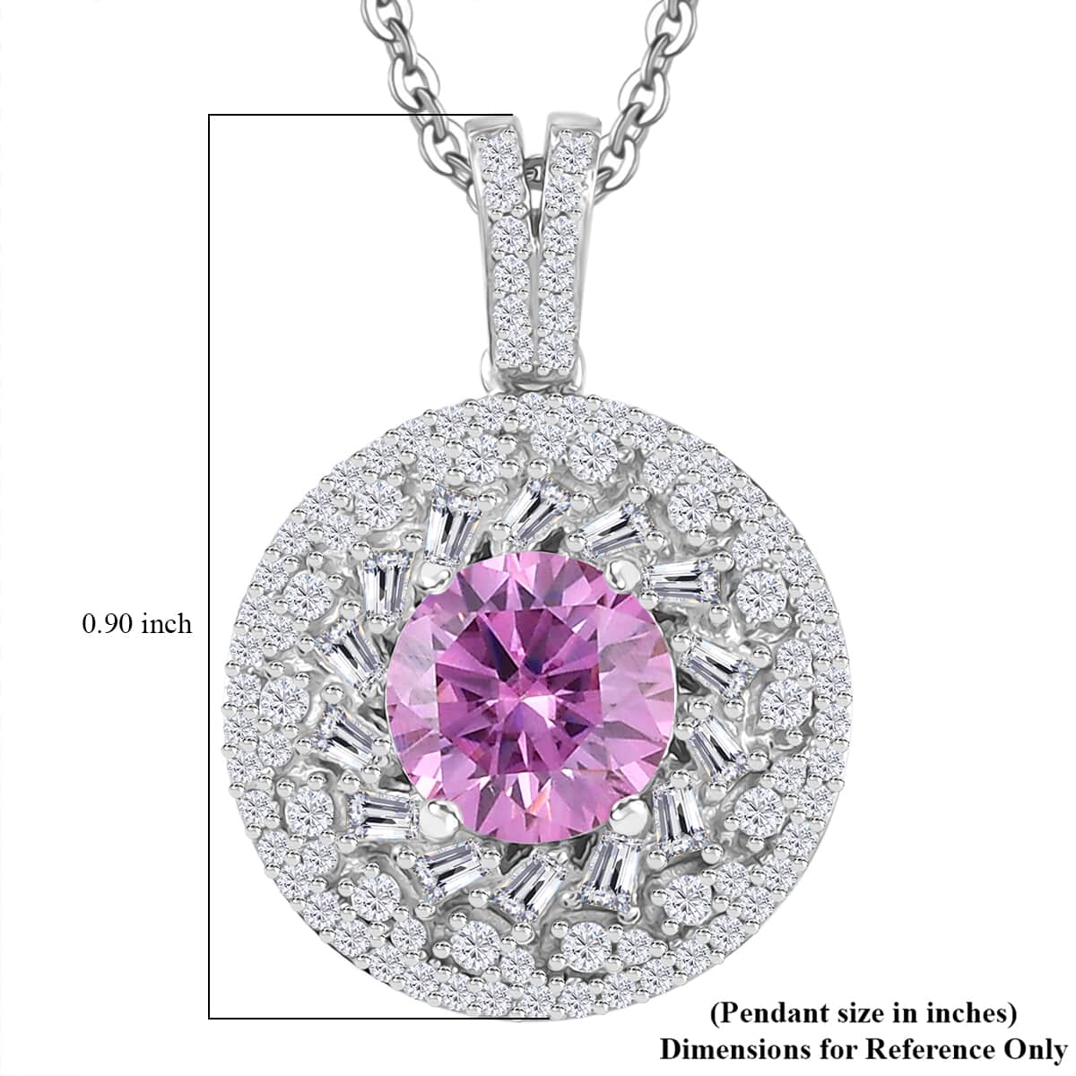 Pink and White Moissanite 2.50 ctw Pendant Necklace in Rhodium Over Sterling Silver 20 Inches image number 5