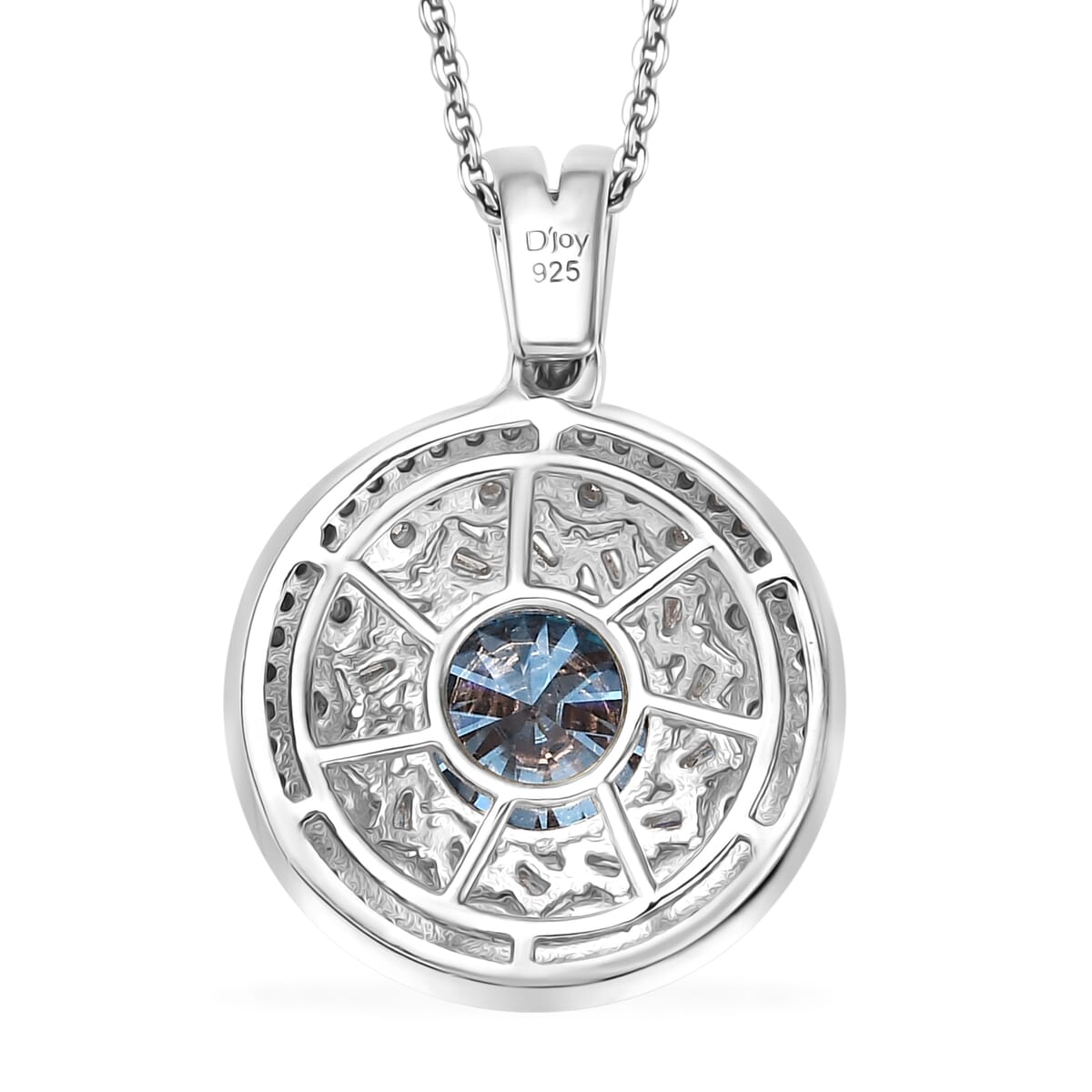 D'Joy Blue Moissanite and Moissanite 3.35 ctw Spiral Galaxy Pendant Necklace 20 Inches in Rhodium Over Sterling Silver image number 4