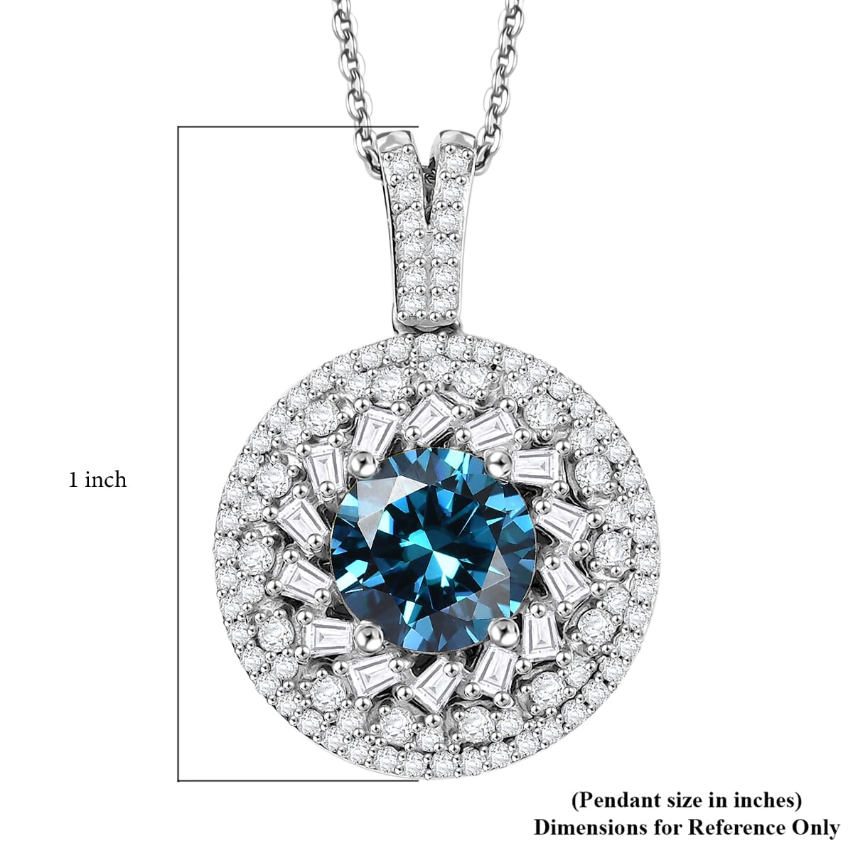 D'Joy Blue Moissanite and Moissanite 3.35 ctw Spiral Galaxy Pendant Necklace 20 Inches in Rhodium Over Sterling Silver image number 6