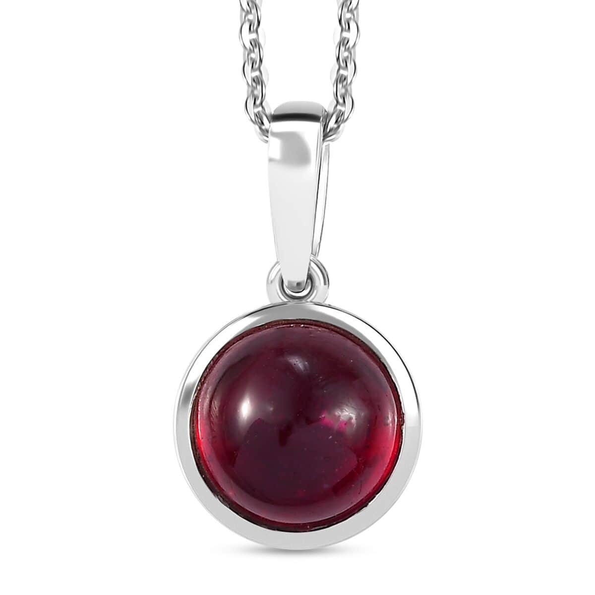 Niassa Ruby (FF) 3.65 ctw Solitaire Pendant Necklace in Rhodium Over Sterling Silver 20 Inches image number 0