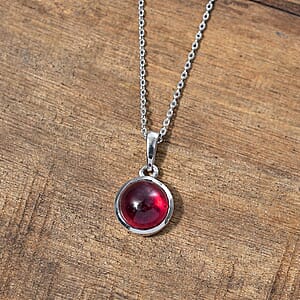 Niassa Ruby (FF) 3.65 ctw Solitaire Pendant Necklace in Rhodium Over Sterling Silver 20 Inches